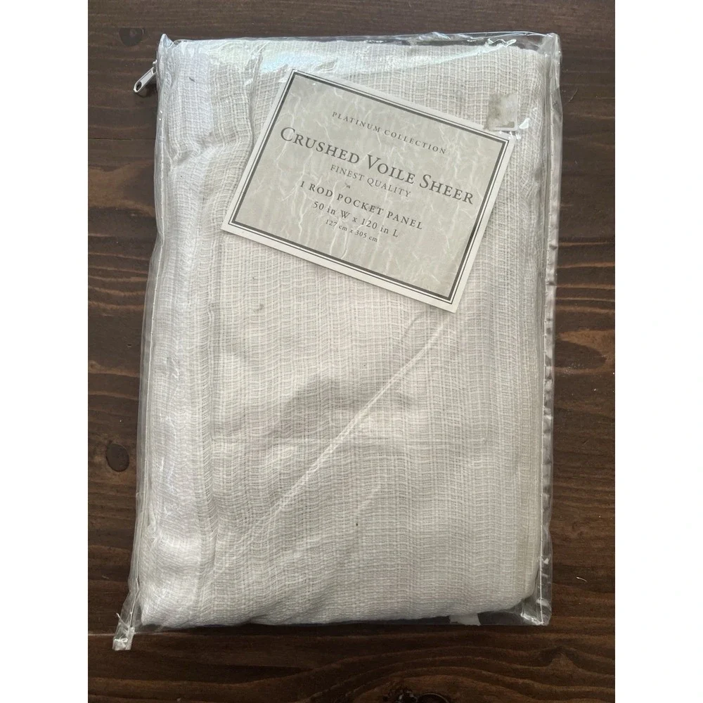 Platinum Collection Crushed Voile Sheer White‎ Curtain Panel 50x120 Rod Pocket
